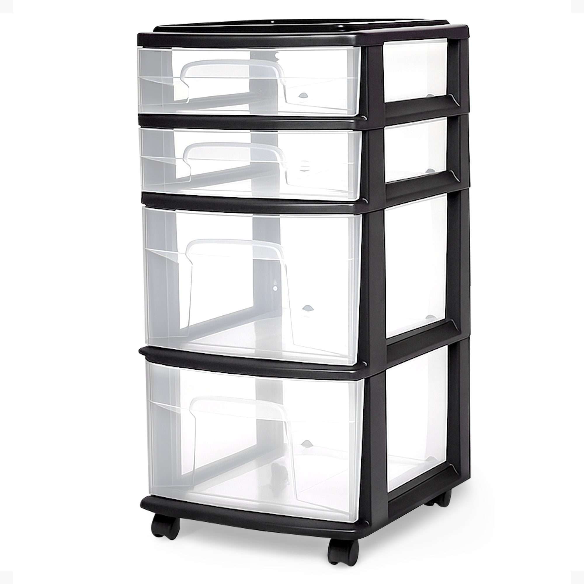 Homz Plastic Clear 4 Drawer Medium Home Storage Container Black Frame(Open Box)