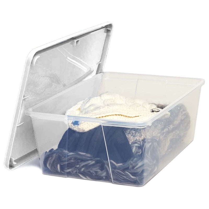 Homz 12 Qt Snaplock Clear Plastic Storage Container Bin with Secure Lid, 4 Pack