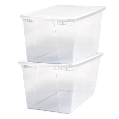 56qt Snaplock Clear Plastic Storage Container w/ Secure Lid, 2 Pack (Open Box) - VMInnovations