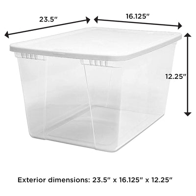 HOMZ 56qt Snaplock Clear Plastic Storage Container Bin with Secure Lid, 2 Pack