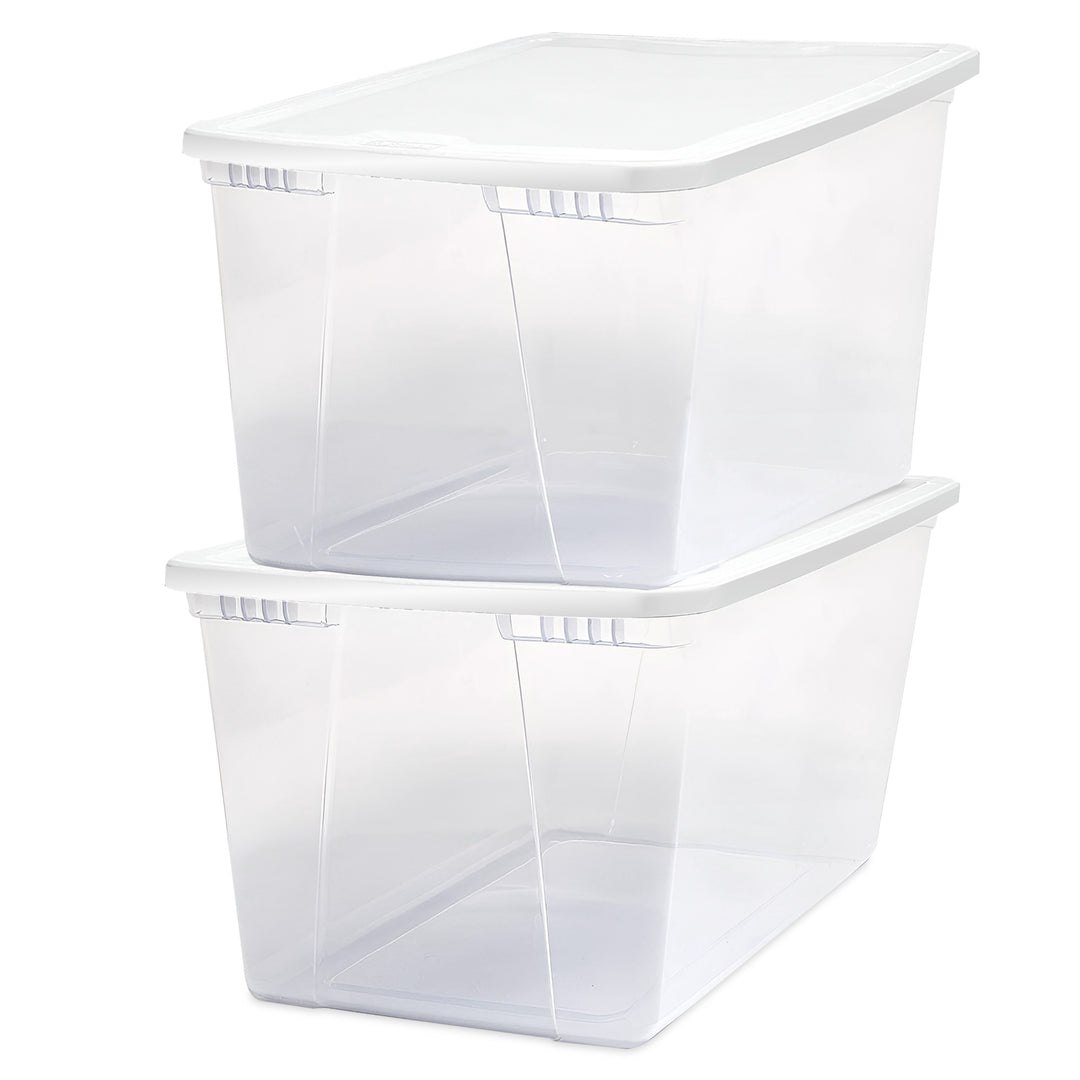 56qt Snaplock Clear Plastic Storage Container w/ Secure Lid, 2 Pack (Open Box)