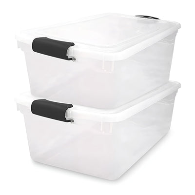 Homz 64 Qt Clear Storage Container w/Latching Lids, (2 Pack) (Open Box)
