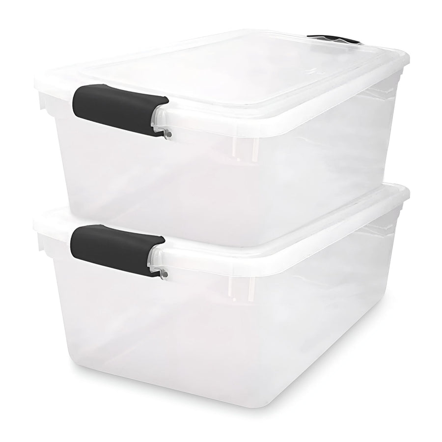 Homz 64 Qt Stackable Storage Bin with Latching Lids, Clear (2 Pack) (Used) - VMInnovations