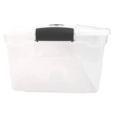 Homz 64Qt Stackable Plastic Storage Bin Container Box w/Latch Lid, Clear(2 Pack)