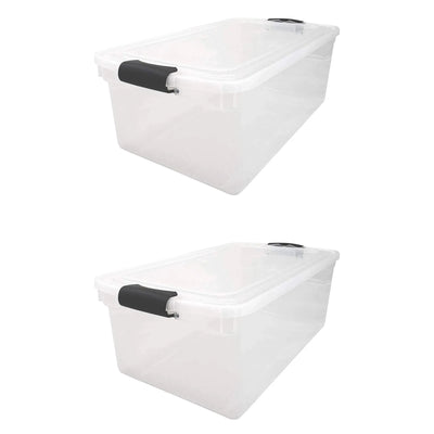 Homz 66 Qt Storage Organizing Container Bin with Latching Lids, (2 Pack) (Used)