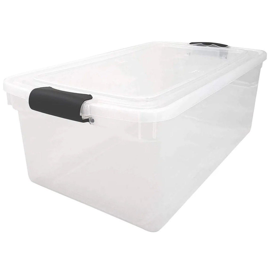 Homz 66 Qt Clear Storage Organizing Container Bin with Latching Lids (4 Pack)