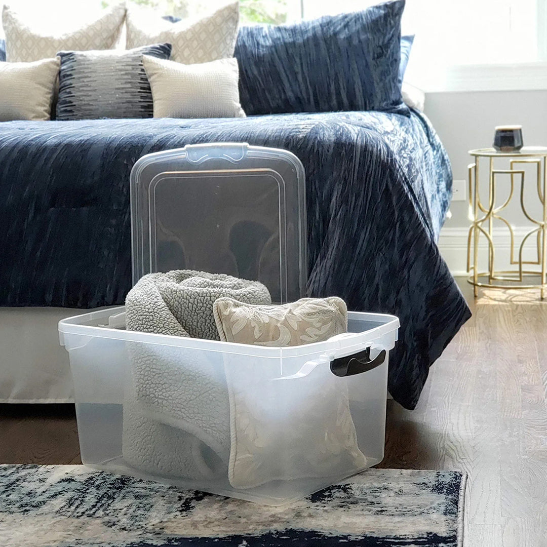 Homz 66Qt Clear Storage Container Bin with Latching Lids, (2 Pack) (Open Box) - VMInnovations