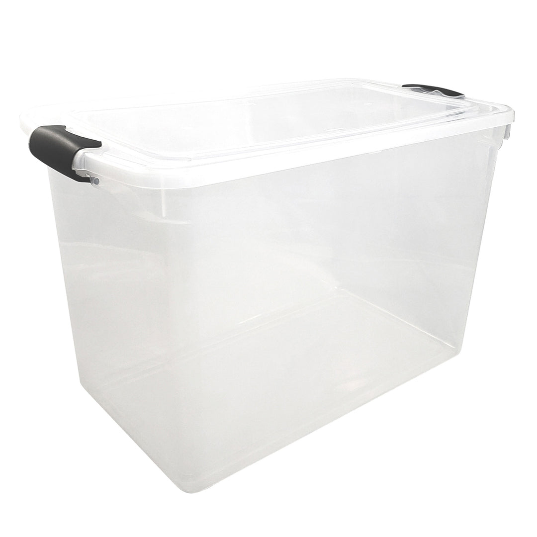 HOMZ 112 Quart Latching Plastic Storage Container, Extra Large, Clear (2 Pack)