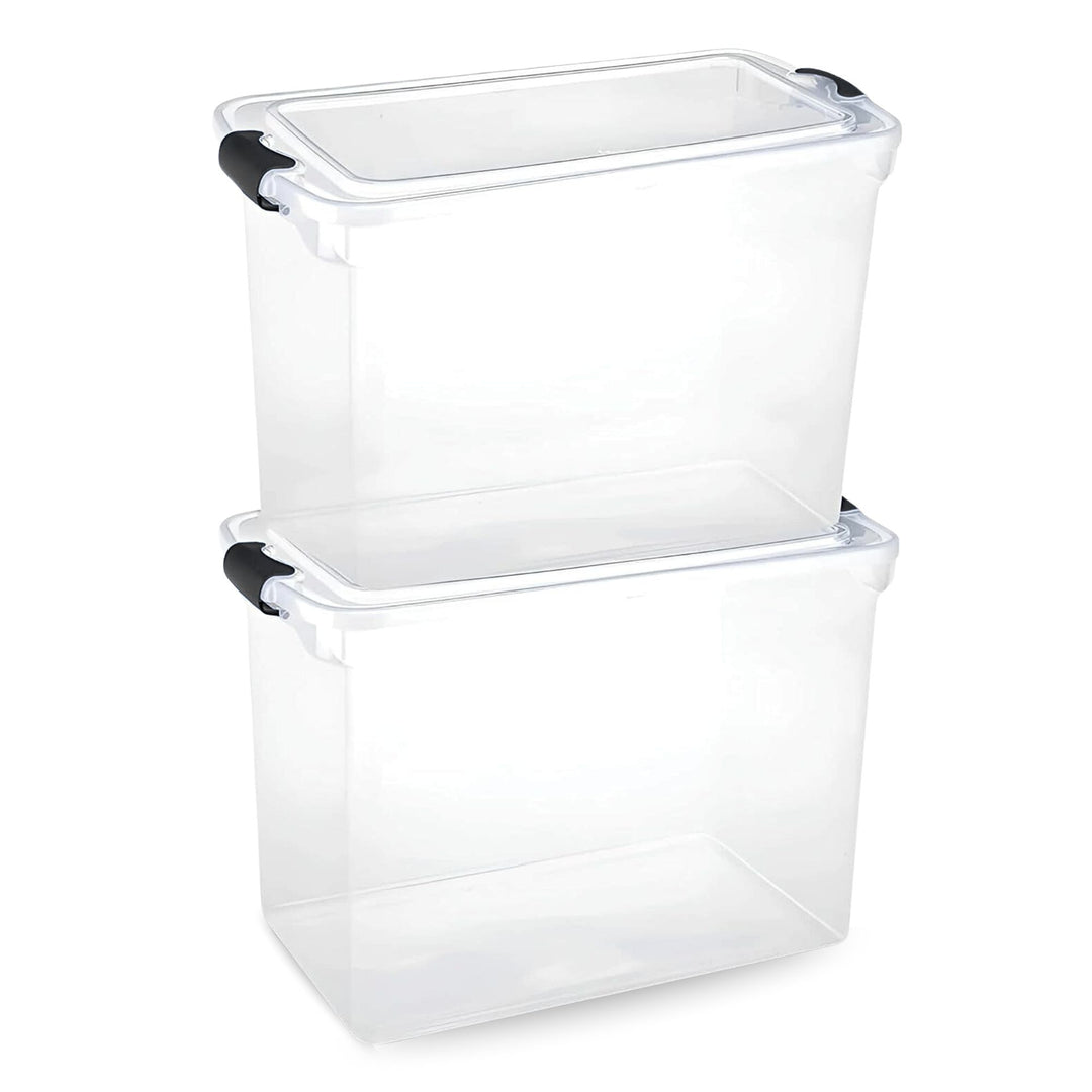 HOMZ 112 Quart Latching Plastic Storage Container, Extra Large, Clear (2 Pack)