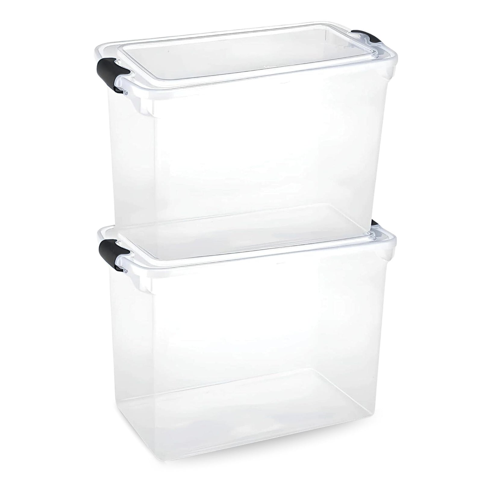 HOMZ 112 Quart Plastic Storage Container, Extra Large, Clear (2 Pack) (Used) - VMInnovations
