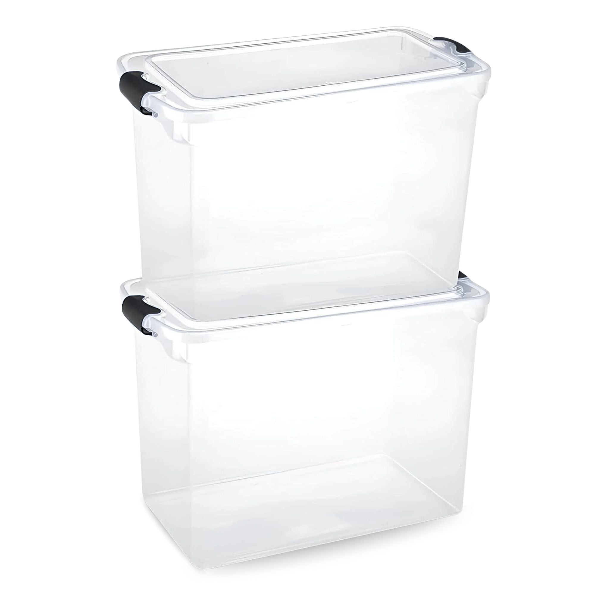 HOMZ 112 Quart Plastic Storage Container, Extra Large, Clear (2 Pack) (Used)