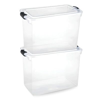 HOMZ 112 Quart Plastic Storage Container, Extra Large, Clear (2 Pack) (Used)