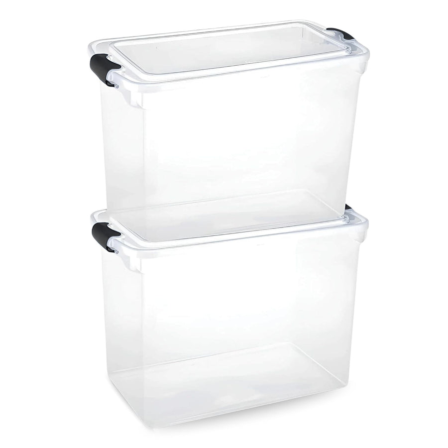 HOMZ 112 Quart Latching Plastic Storage Container, Extra Large, Clear (2 Pack) - VMInnovations
