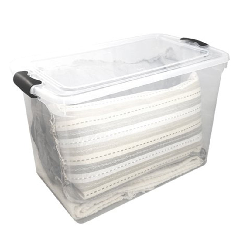 HOMZ 112 Quart Latching Plastic Storage Container, Extra Large, Clear (2 Pack)