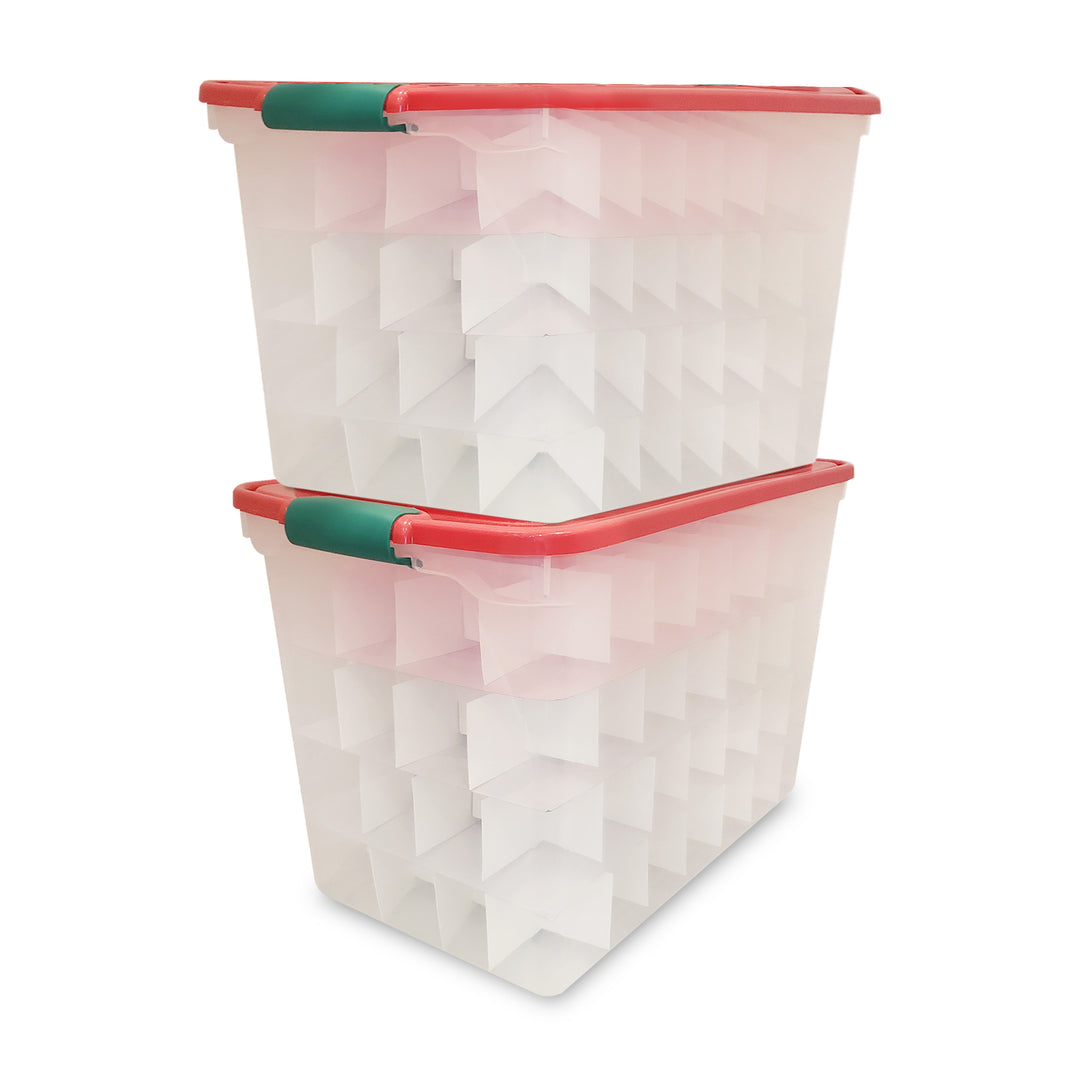 Homz 112 Qt Latching Holiday Storage Container Tote, Clear (2 Pack) (Open Box)