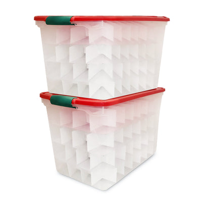 Homz 112 Qt Latching Holiday Storage Container Tote, Clear (2 Pack) (Open Box)
