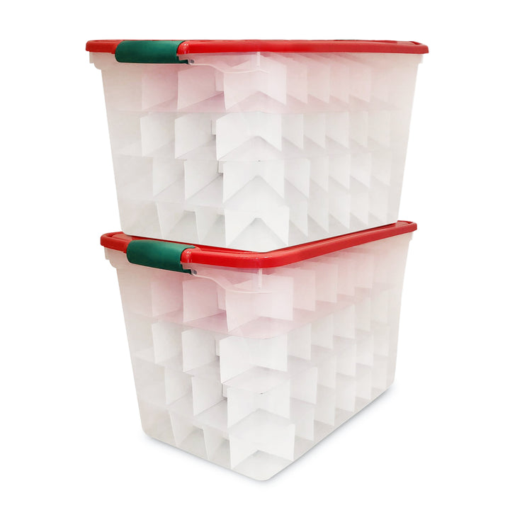 Homz 112 Qt Latching Holiday Storage Container Tote, Clear (2 Pack) (Open Box) - VMInnovations