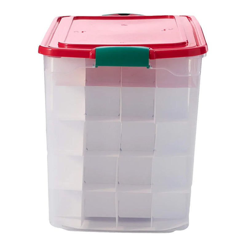 Homz 112 Qt Latching Holiday Plastic Storage Container Tote Box, Clear (4 Pack)