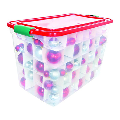 Homz 112 Qt Latching Holiday Plastic Storage Container Tote Box, Clear (2 Pack)