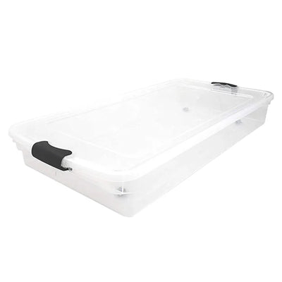 Homz 60 Quart Underbed Storage Container Bins w/Latching Lid, Clear(2pk)(Used) - VMInnovations