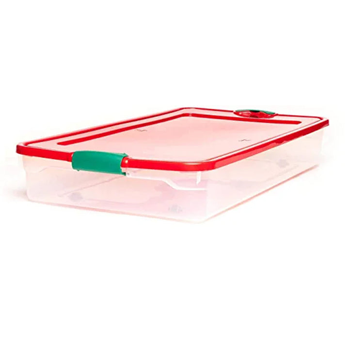 HOMZ 60 Quart Latching Holiday Underbed Storage Container Box, Clear (4 Pack) - VMInnovations