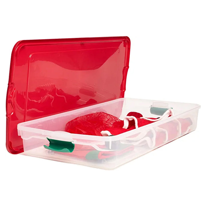 HOMZ 60 Quart Latching Holiday Underbed Storage Container Box, Clear (4 Pack) - VMInnovations