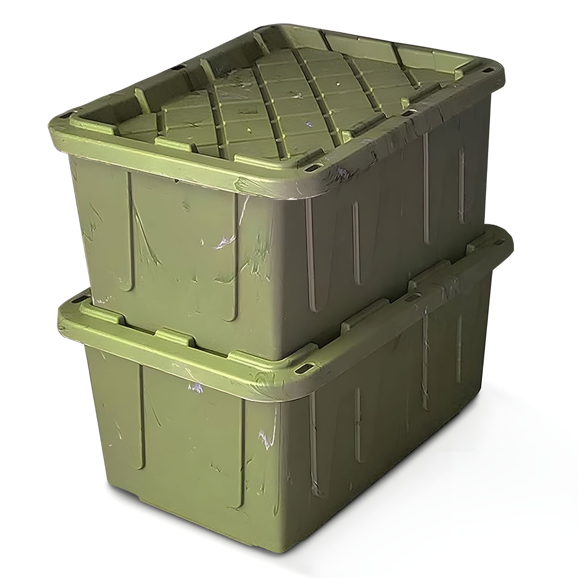 HOMZ Durabilt 27 Gallon Heavy Duty Storage Tote with Lid, Green Camo (2Pk)(Used)