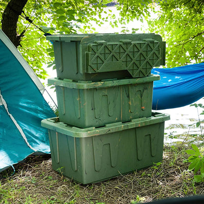 HOMZ 2 Pack Durabilt Storage, Stackable Bins, 27 Gallon Containers, Green Camo - VMInnovations