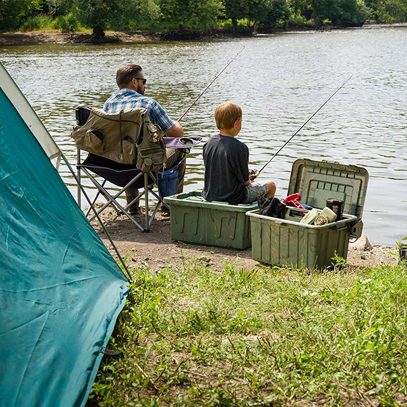 HOMZ Durabilt 27 Gal Storage Tote with Lid, Green Camo (2 Pack) (Open Box)