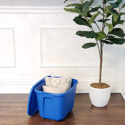 10 Gallon Heavy Duty Plastic Storage Container, Capri Blue (4 Pack) (Open Box) - VMInnovations