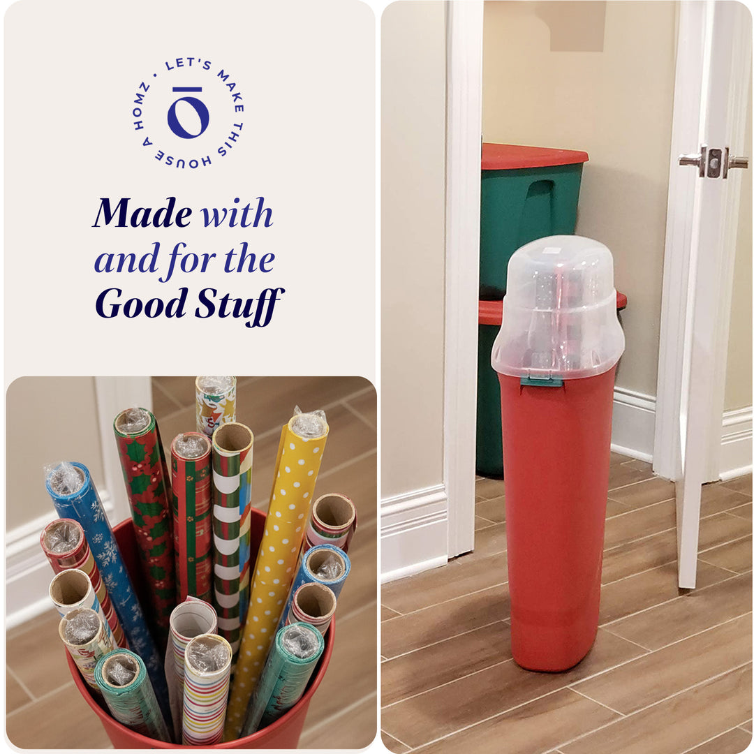 HOMZ 30-Inch Vertical Gift Wrap Storage Container, Wrapping Paper Bin, 2 Pack