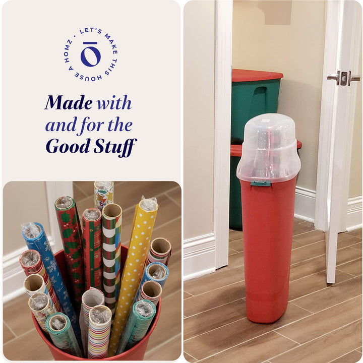 HOMZ 30-Inch Vertical Gift Wrap Storage Container, Wrapping Paper Bin, 2 Pack