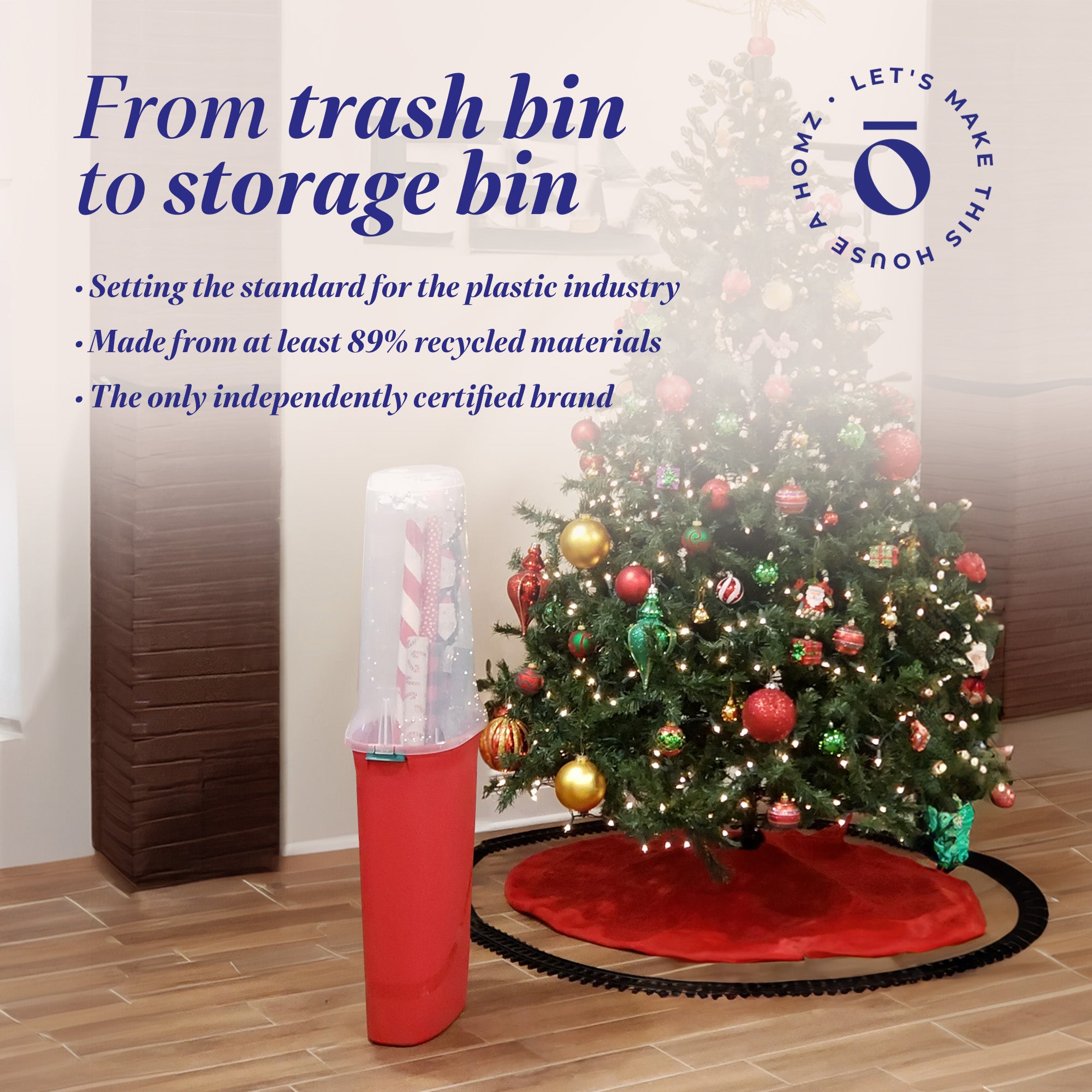 HOMZ 30-In Vertical Gift Wrap Storage Container Box, Red, Clear (2 Pack) (Used) - VMInnovations