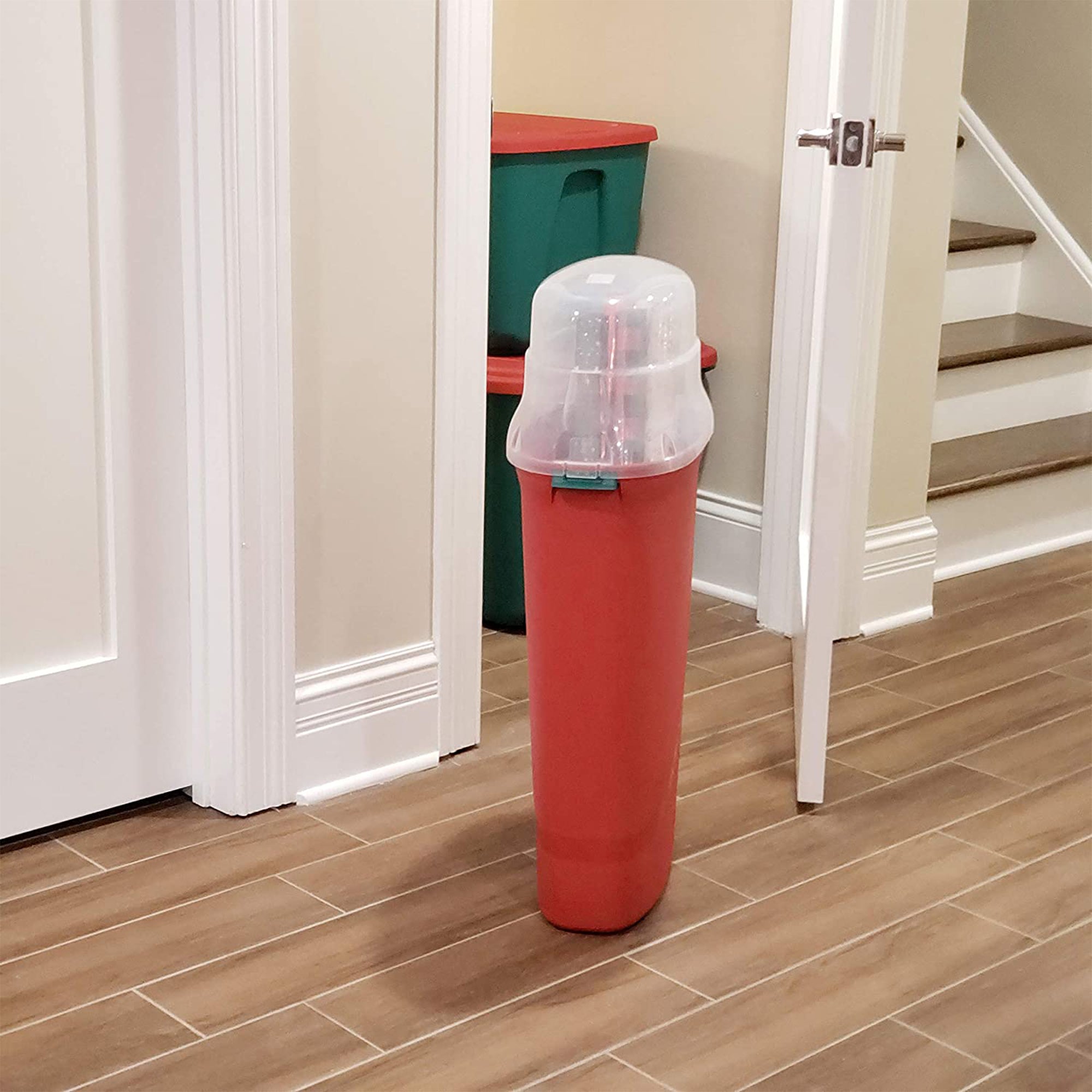 HOMZ 30-In Vertical Gift Wrap Storage Container Box, Red, Clear (2 Pack) (Used) - VMInnovations