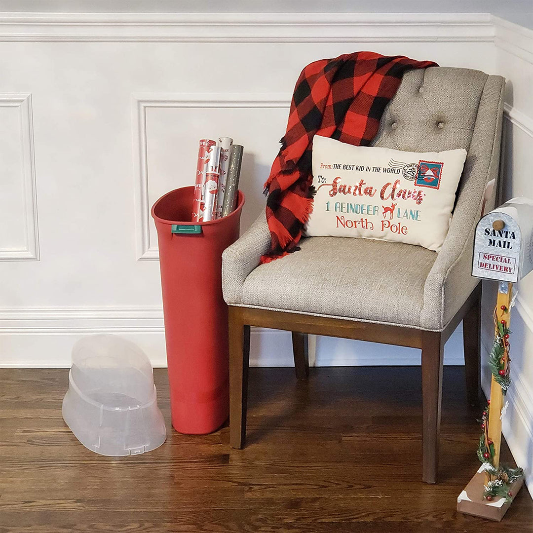 HOMZ 30-In Vertical Gift Wrap Storage Container Box, Red, Clear (2 Pack) (Used)