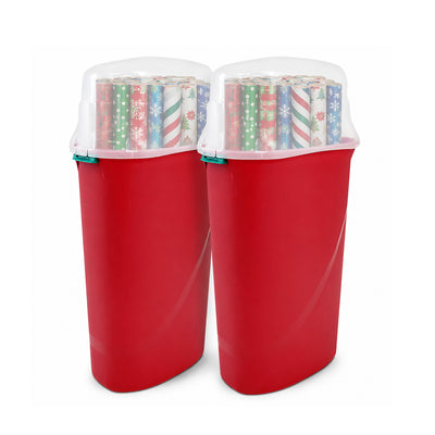 HOMZ 30-Inch Vertical Gift Wrap Storage Container, Wrapping Paper Bin, 2 Pack