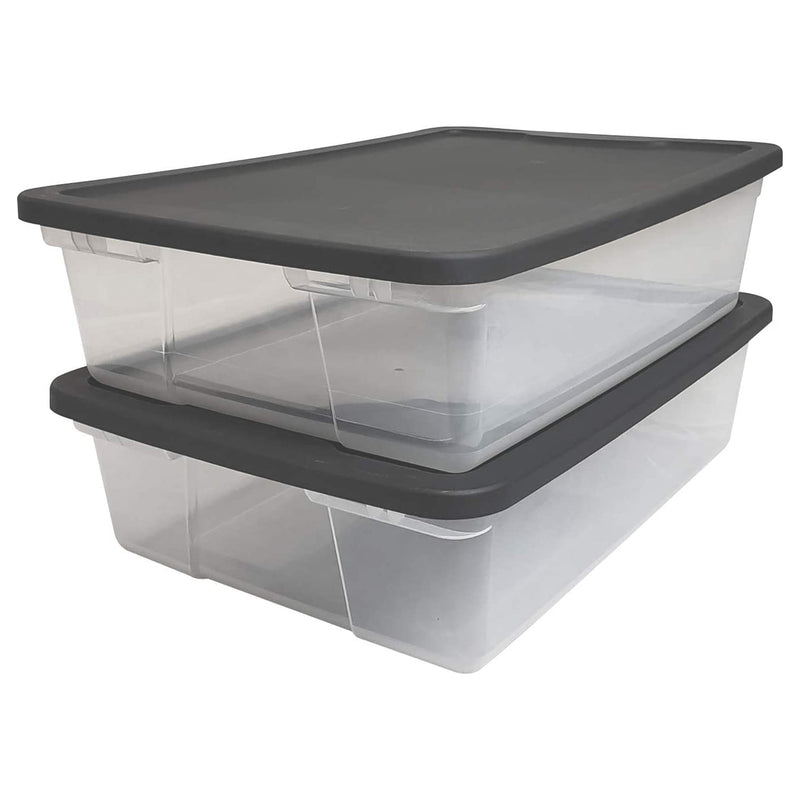 Homz Snaplock 28Qt Organizer Storage Container Bin with Lid, (2 Pack) (Open Box)