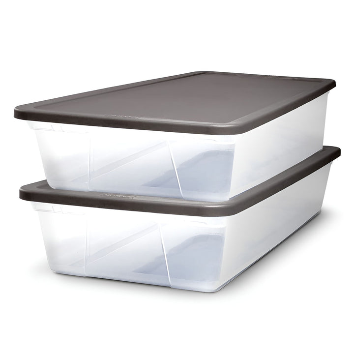 Homz 28 Quart Clear Organizer Storage Container Bin with Lid, (2 Pack) (Used) - VMInnovations