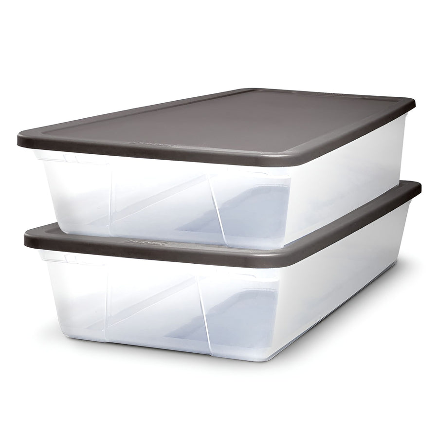 Homz 28 Quart Clear Organizer Storage Container Bin with Lid, (2 Pack) (Used) - VMInnovations