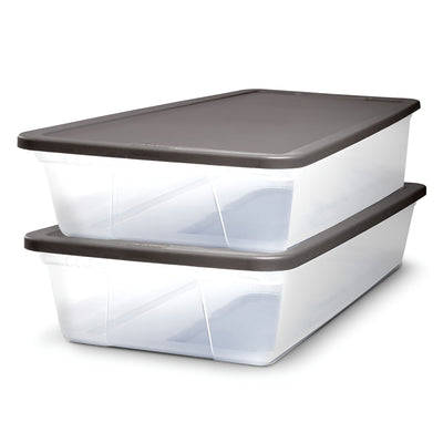 Homz 28 Quart Clear Organizer Storage Container Bin with Lid, (2 Pack) (Used)