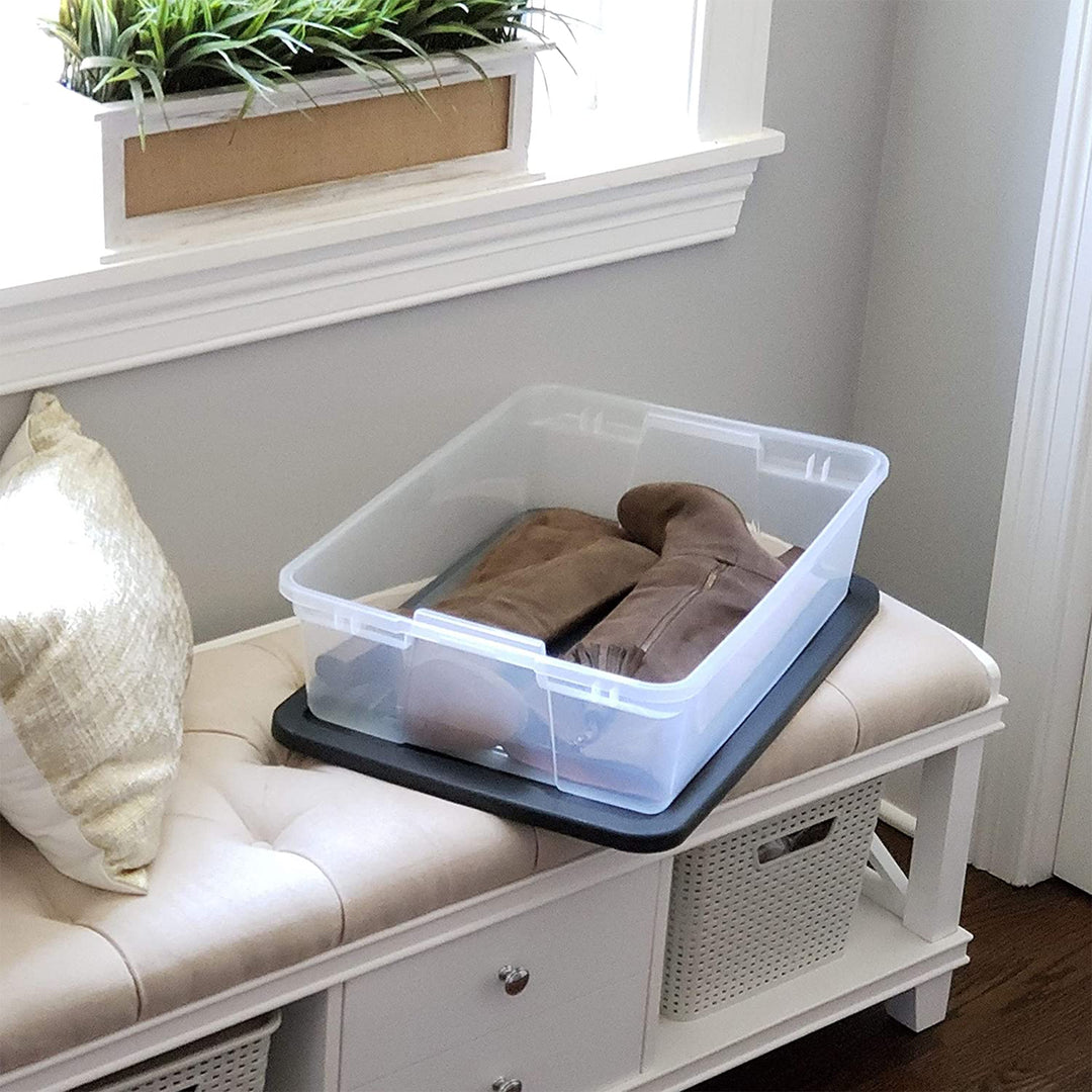 Homz 28 Quart Clear Organizer Storage Container Bin with Lid, (2 Pack) (Used) - VMInnovations