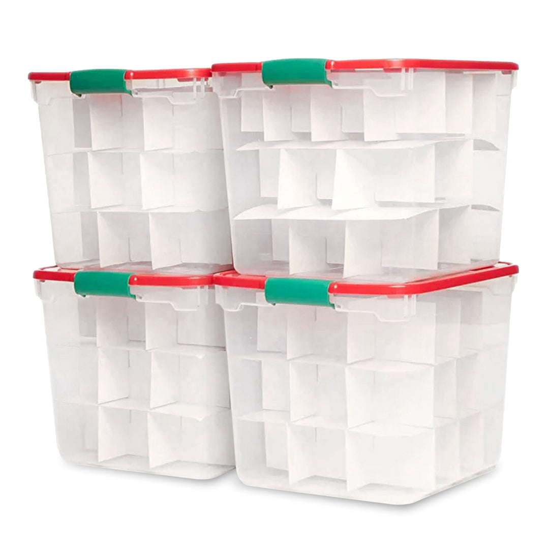 HOMZ 31 Qt Holiday Clear Plastic Storage Container w/ Latching Handles (4 Pack)