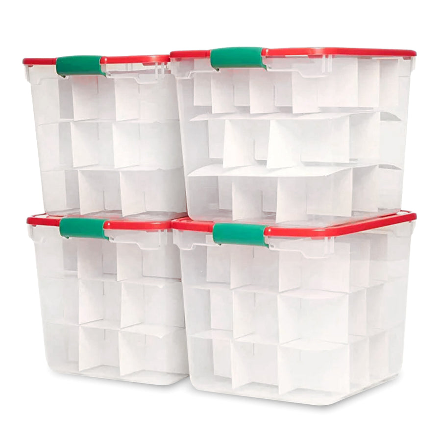 HOMZ 31 Qt Holiday Clear Storage Container w/ Latching Handles(4 Pk)(Used) - VMInnovations