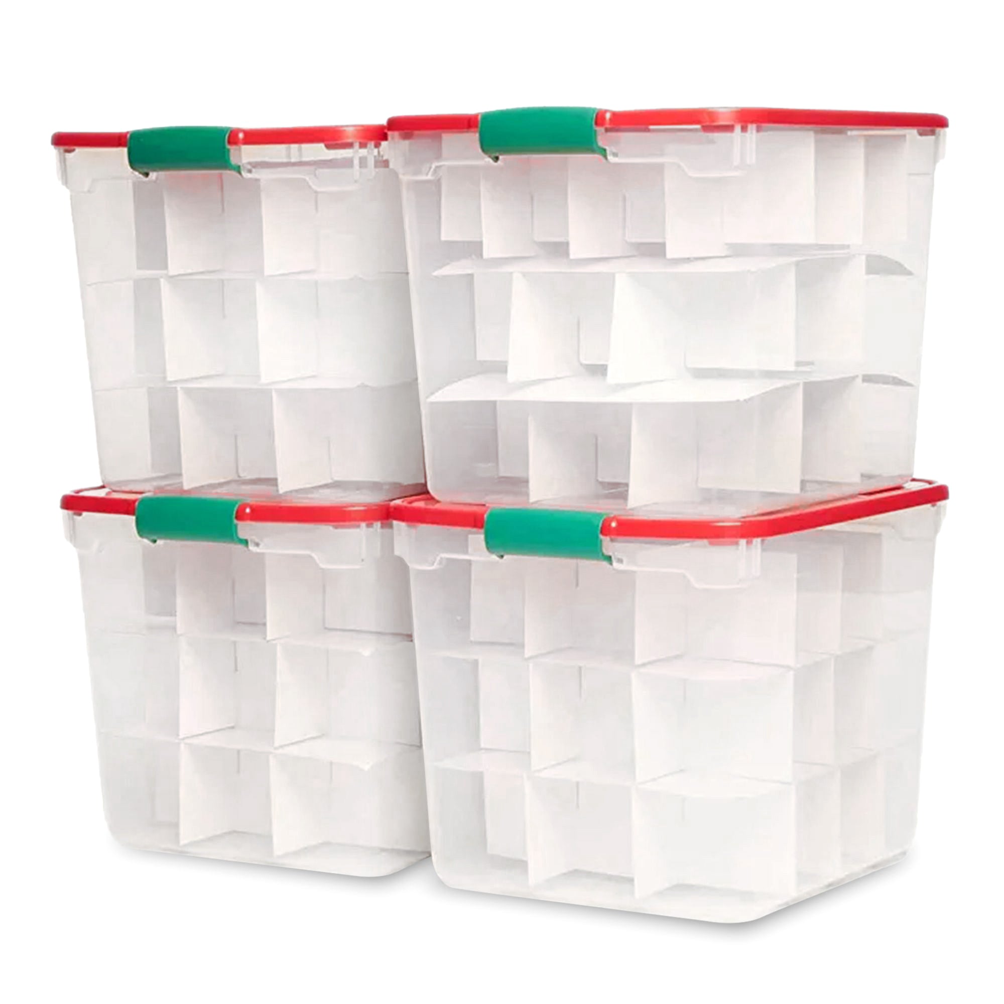 HOMZ 31 Qt Holiday Clear Storage Container w/ Latching Handles(4 Pk)(Used) - VMInnovations