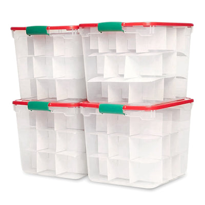 HOMZ 31 Qt Holiday Clear Storage Container w/ Latching Handles(4 Pk)(Used) - VMInnovations