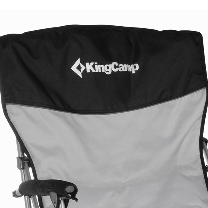 KingCamp Padded Outdoor Camping Lounge Chair with Cupholder & Pocket, Black/Grey