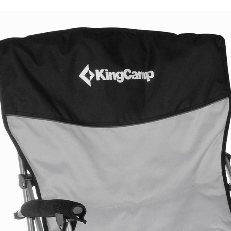 KingCamp Padded Camping Lounge Chair w/ Cupholder & Pocket, Black/Grey(Open Box)