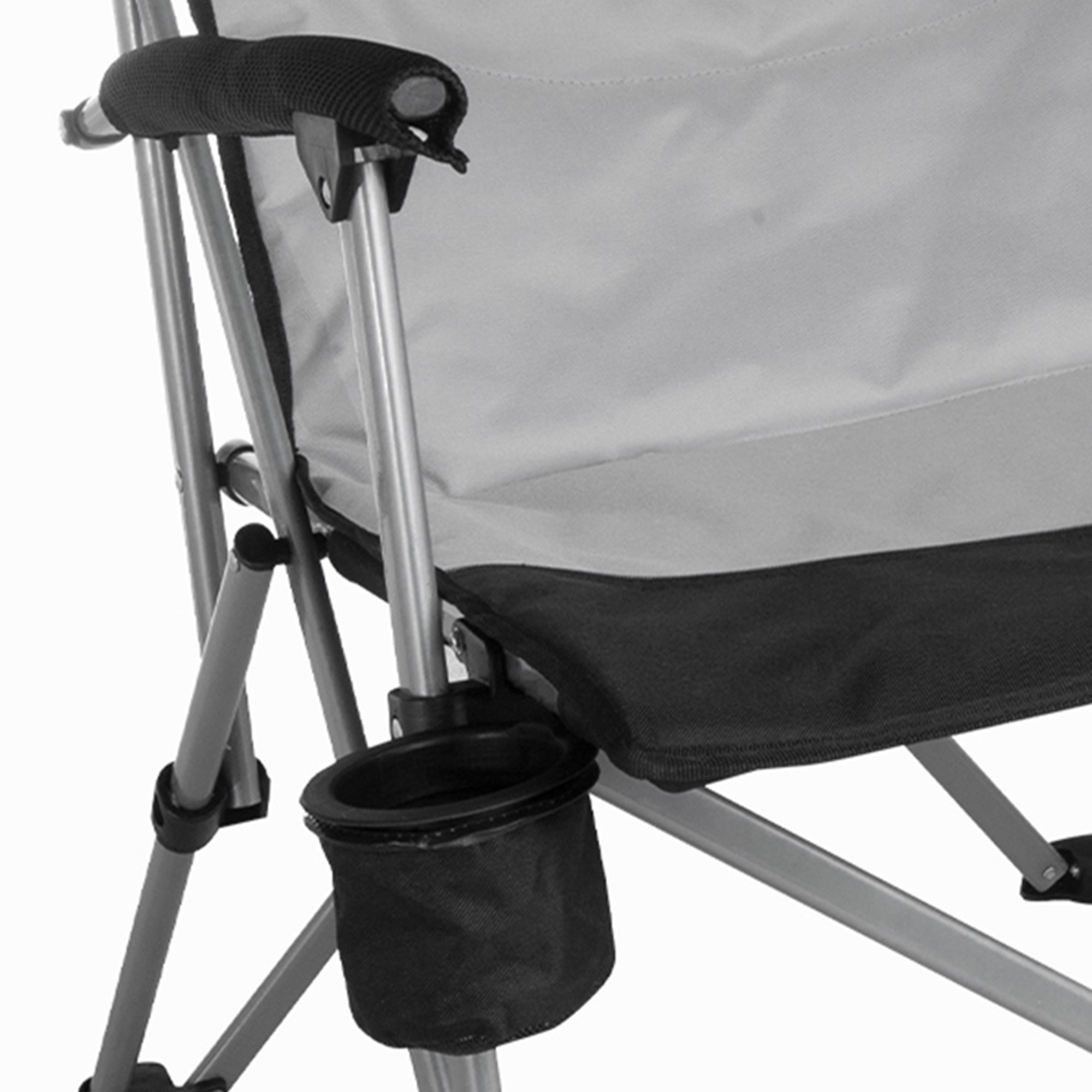 KingCamp Padded Outdoor Camping Lounge Chair with Cupholder & Pocket, Black/Grey - VMInnovations