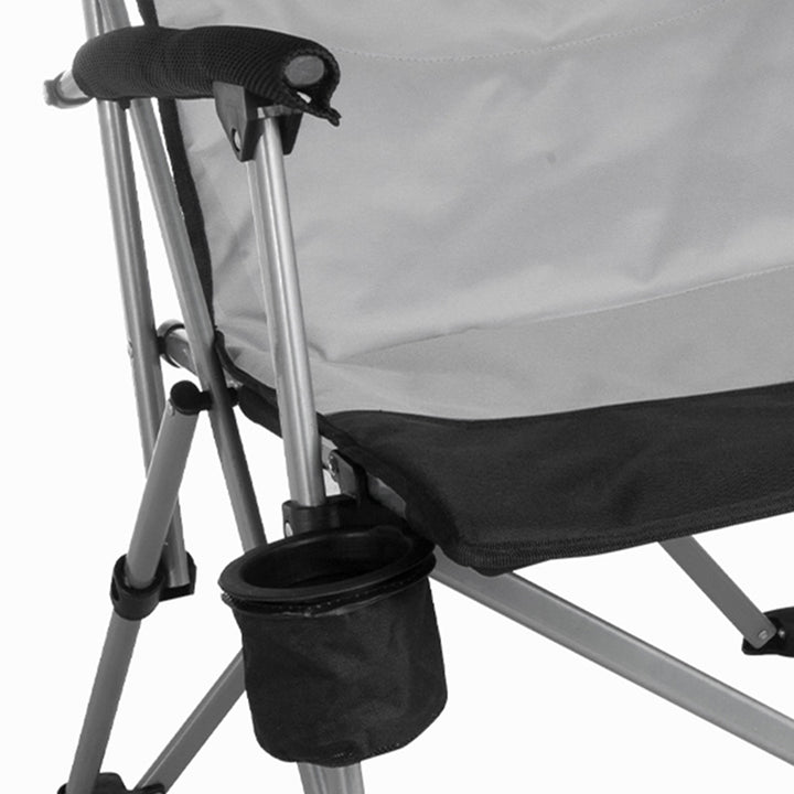 KingCamp Padded Camping Lounge Chair with Cupholder & Pocket, Black/Grey (Used)