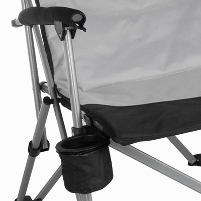 KingCamp Padded Camping Lounge Chair w/ Cupholder & Pocket, Black/Grey(Open Box) - VMInnovations